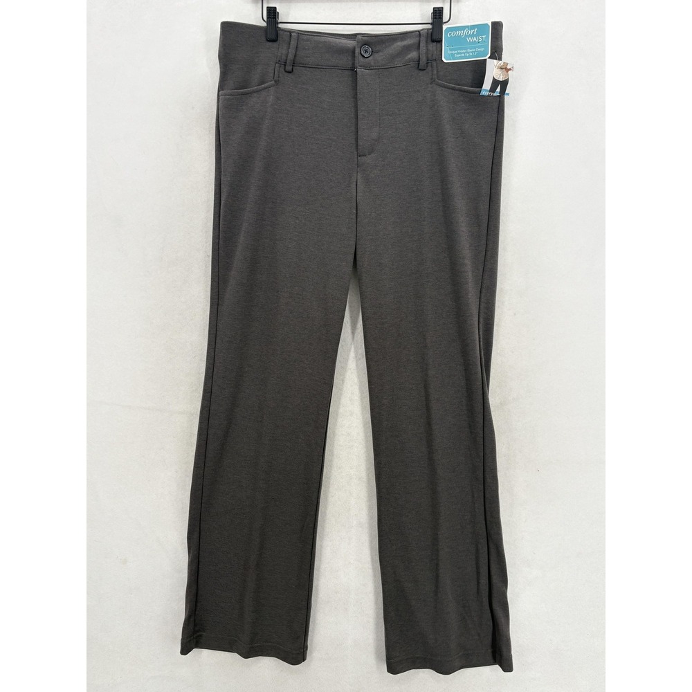 Lee Riders Knit Dress Pants Womens 16 Long Gray Straight Comfort Waist Stretch